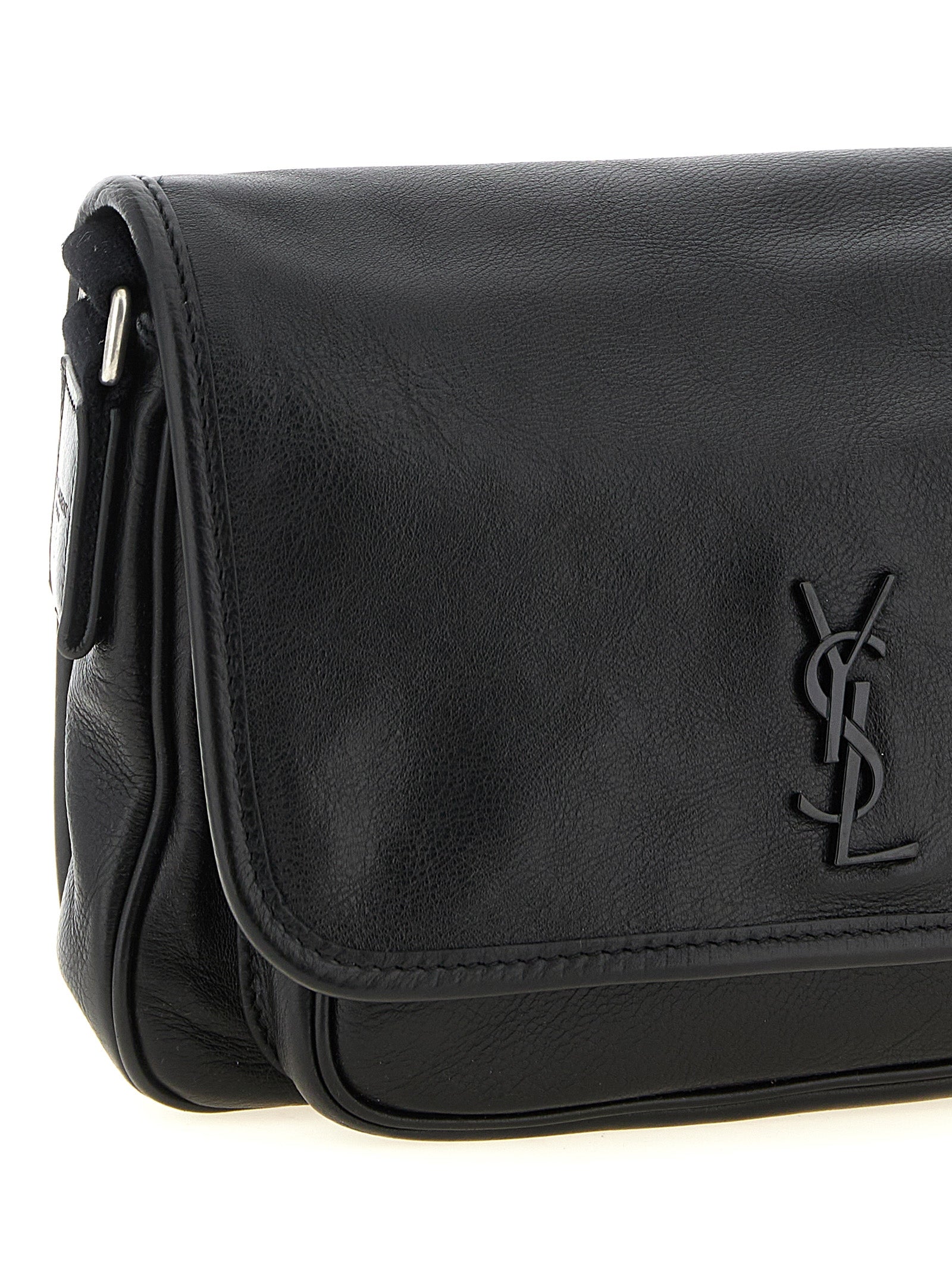 Sac à main bandoulière en cuir de veau noir de Saint Laurent, design élégant et sophistiqué avec détails raffinés