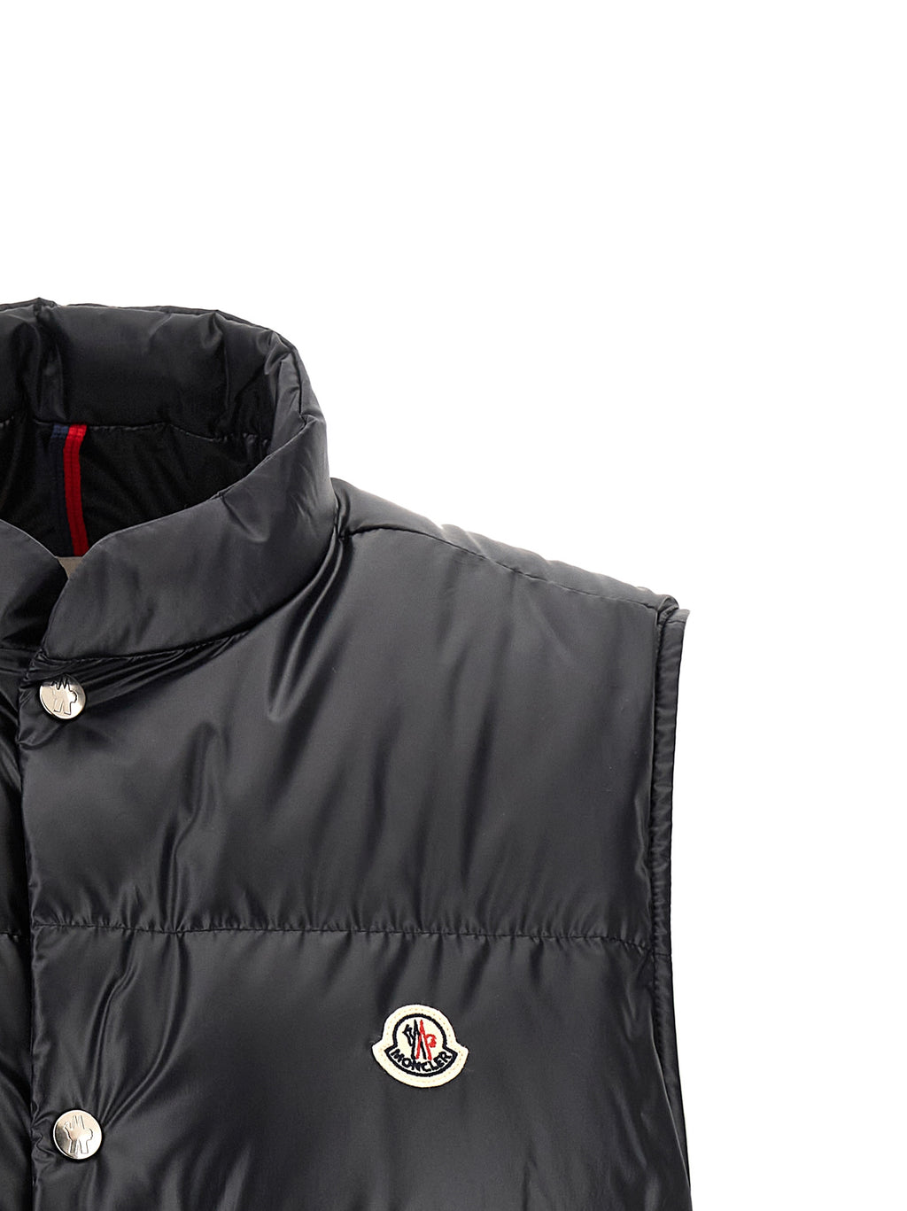 Veste sans manches en polyester bleu Moncler, légère et matelassée, pour homme ou femme, adaptée pour l’extérieur.