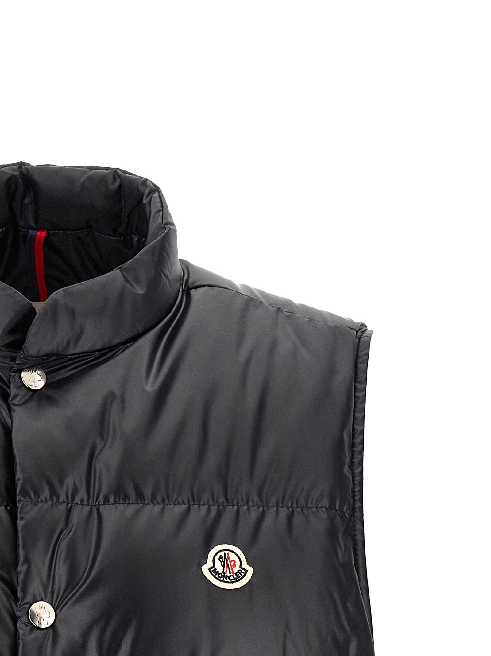 Veste sans manches en polyester bleu Moncler, légère et matelassée, pour homme ou femme, adaptée pour l’extérieur.