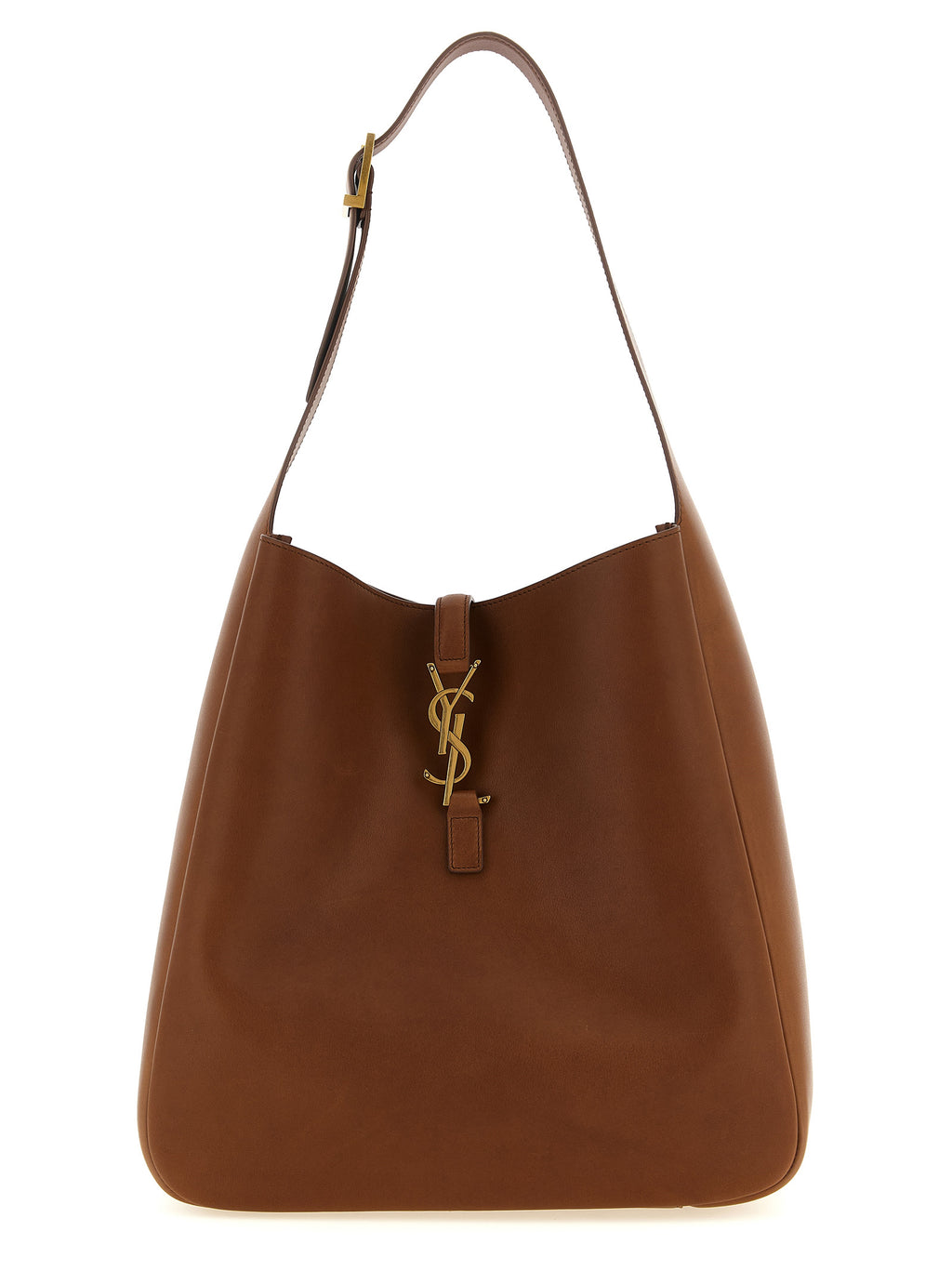 Sac à bandoulière en cuir de veau marron Saint Laurent, style élégant et sophistiqué pour femme.