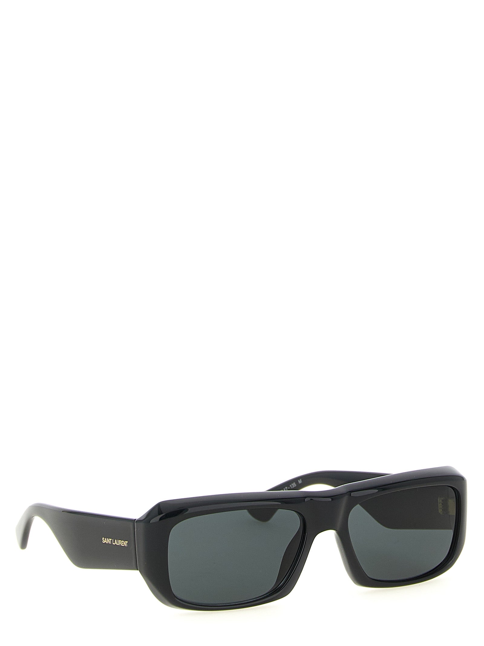 Lunettes de soleil noires en acétate de la marque Saint Laurent, style élégant avec monture oversized et verres foncés.