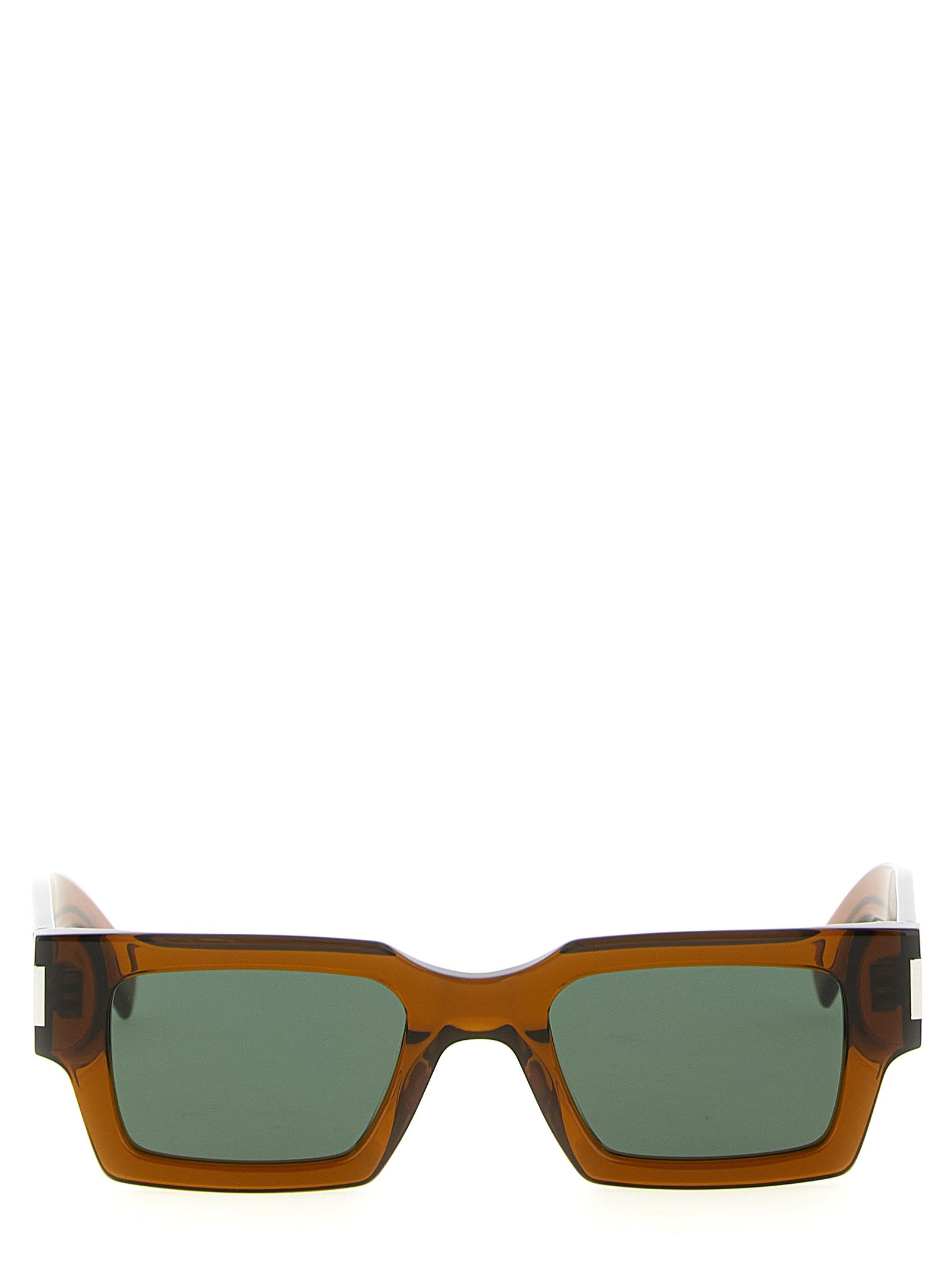 Lunettes de soleil marron en acétate Saint Laurent avec monture élégante et forme classique.