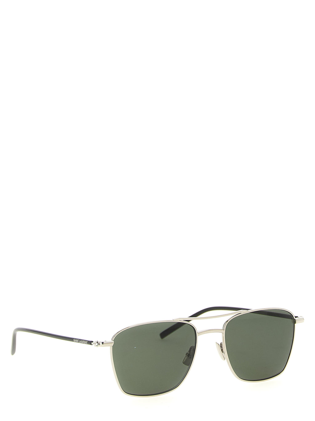 Lunettes de soleil en acétate argenté Saint Laurent avec monture élégante et design moderne.