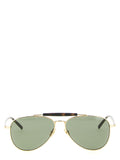 Lunettes de soleil Saint Laurent en acétate multicolore avec monture élégante et branches larges, mode et tendance.