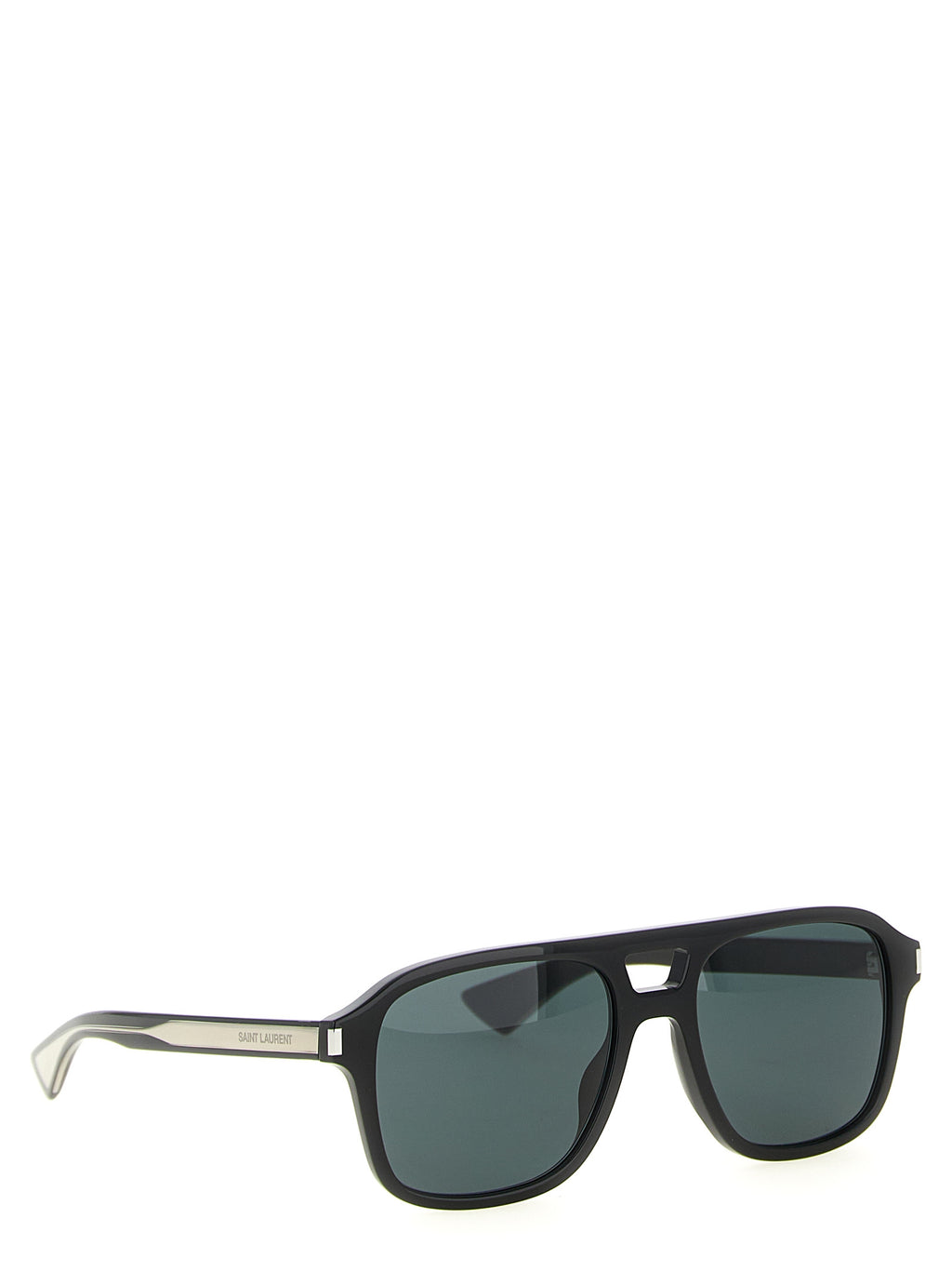 Lunettes de soleil noires en acétate Saint Laurent avec monture élégante et design moderne, vues de face.