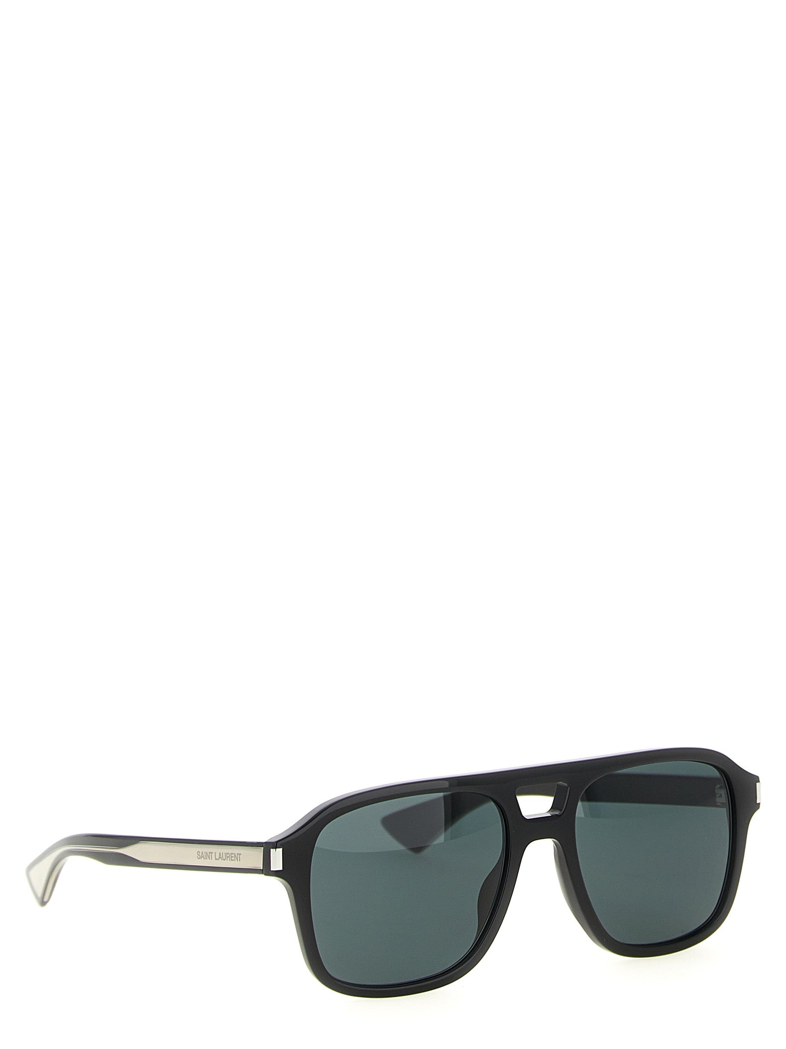 Lunettes de soleil noires en acétate Saint Laurent avec monture élégante et design moderne, vues de face.