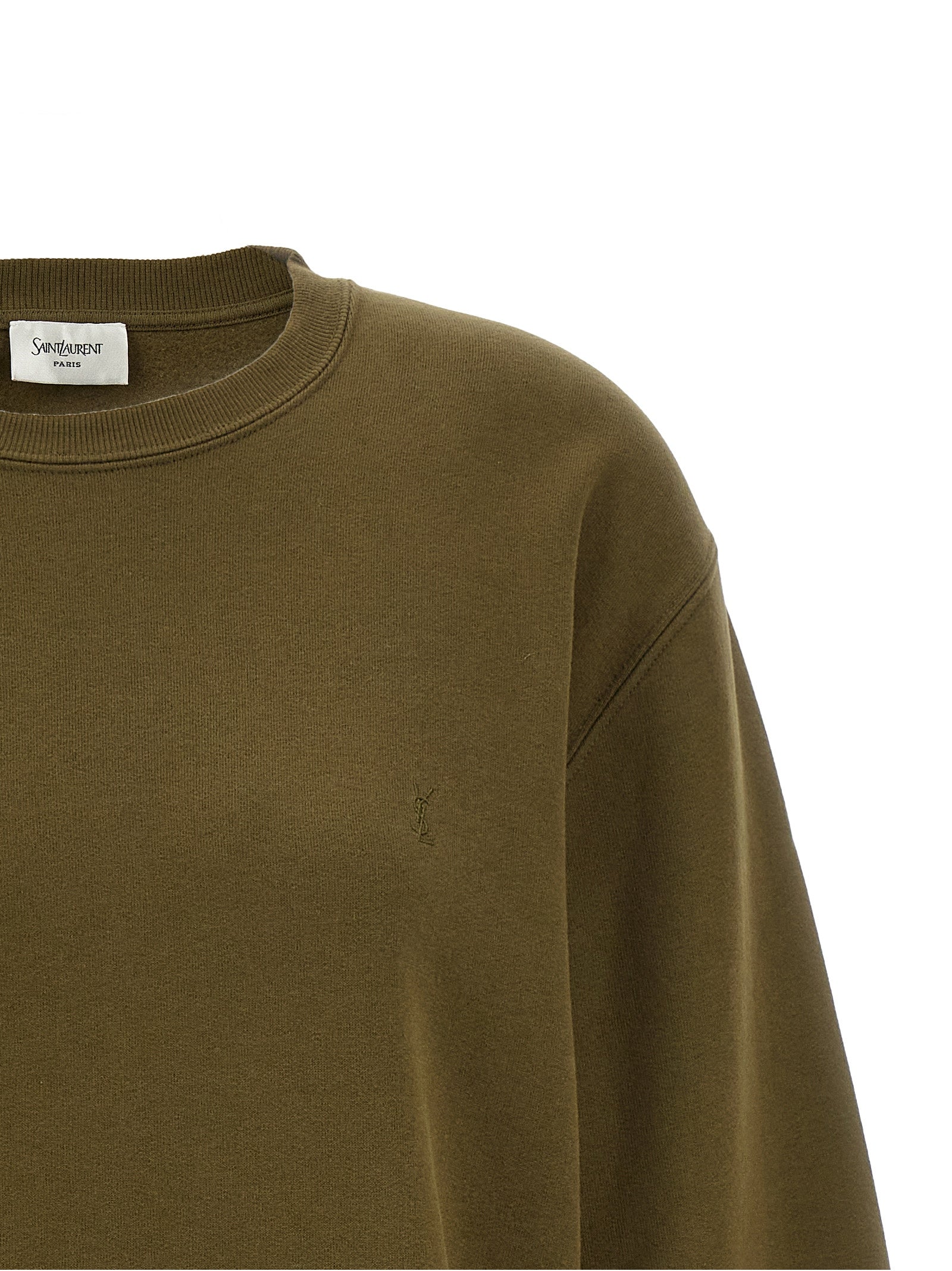 Sweatshirt en coton bicolore Saint Laurent avec logo, coupe décontractée, manches longues et col rond, à la mode et confortable.