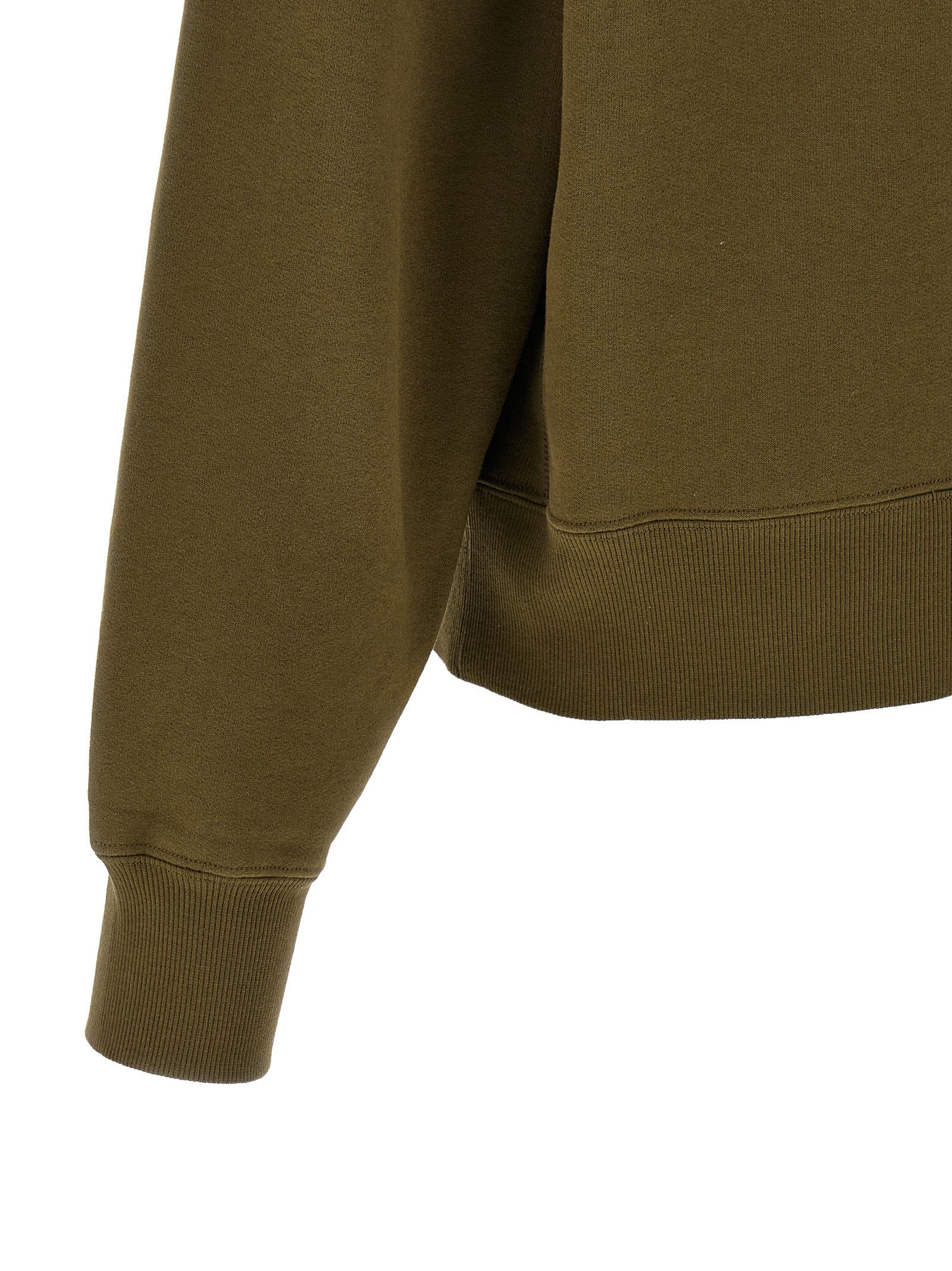 Sweat-shirt en coton bicolore de Saint Laurent, style décontracté avec logo discret, porté sur un mannequin.
