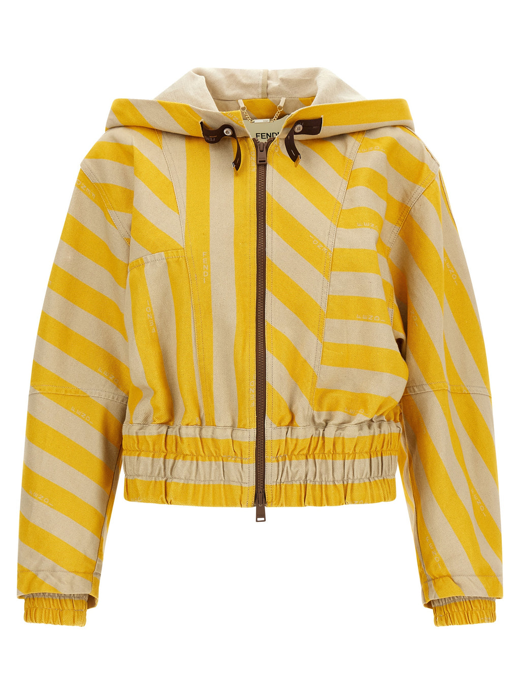 Veste en coton bicolore Fendi, coupe moderne, avec logo visible, portée sur un mannequin.
