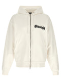 Sweatshirt blanche en coton de Balenciaga, coupe décontractée, avec logo discret sur la poitrine, vue de face.