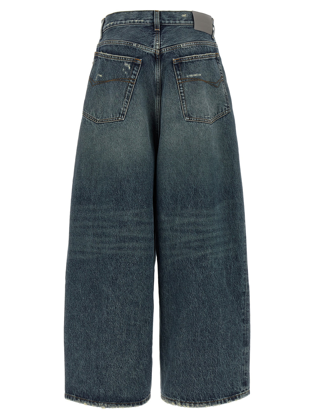 Jeans bleu en coton de coupe décontractée de la marque Balenciaga, visibles avec détails et texture du tissu.