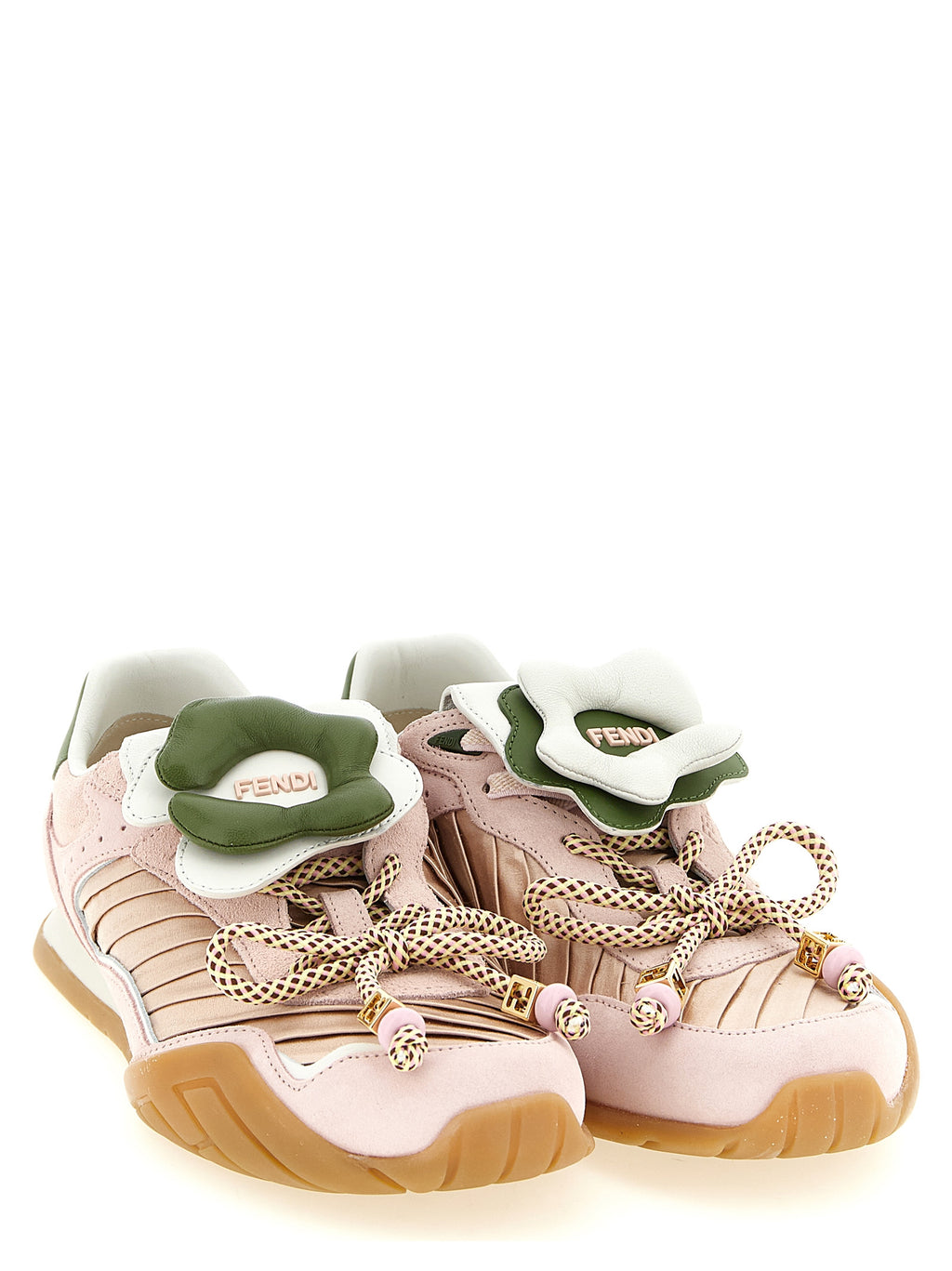Chaussures de sport Fendi en cuir de veau multicolore, baskets athlétiques avec design coloré et moderne.