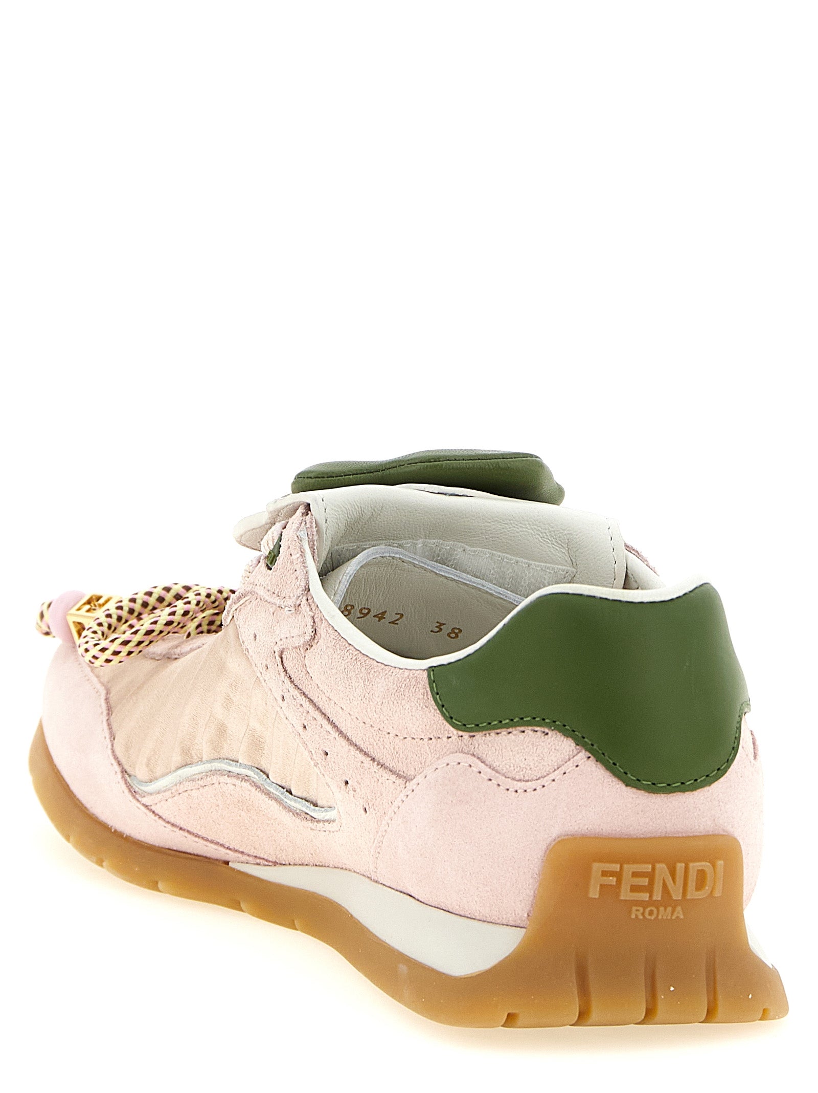 Chaussures de sport Fendi en cuir de veau multicolore, baskets athlétiques élégantes et modernes avec détails colorés.