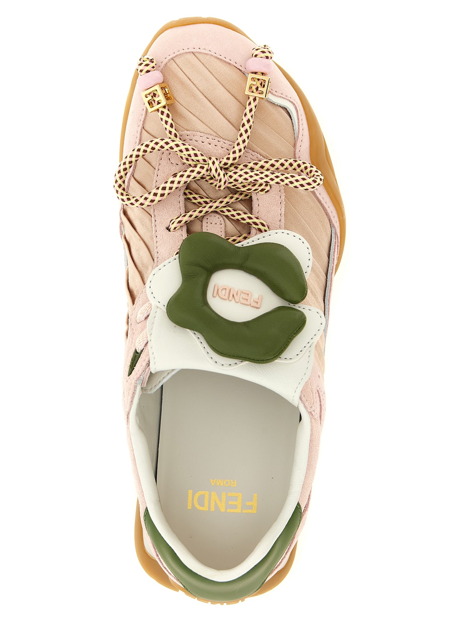 Baskets Fendi multicolores en cuir de veau, style athlétique, avec design moderne et détails colorés visibles.