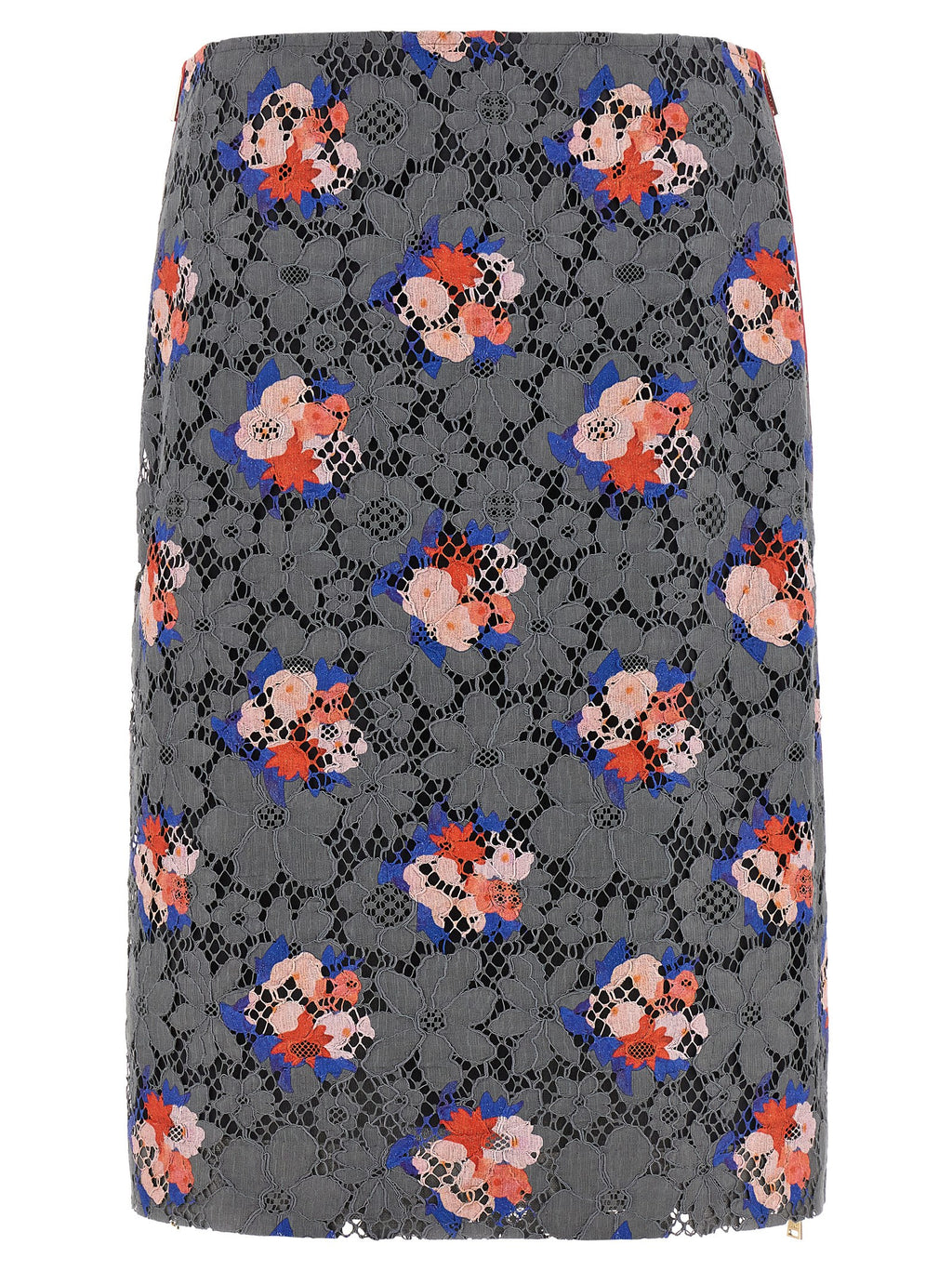 Jupe midi grise en coton de Fendi, vue de face, avec détails de couture visibles, portée élégante et moderne.