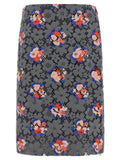 Jupe midi grise en coton de Fendi, vue de face, avec détails de couture visibles, portée élégante et moderne.