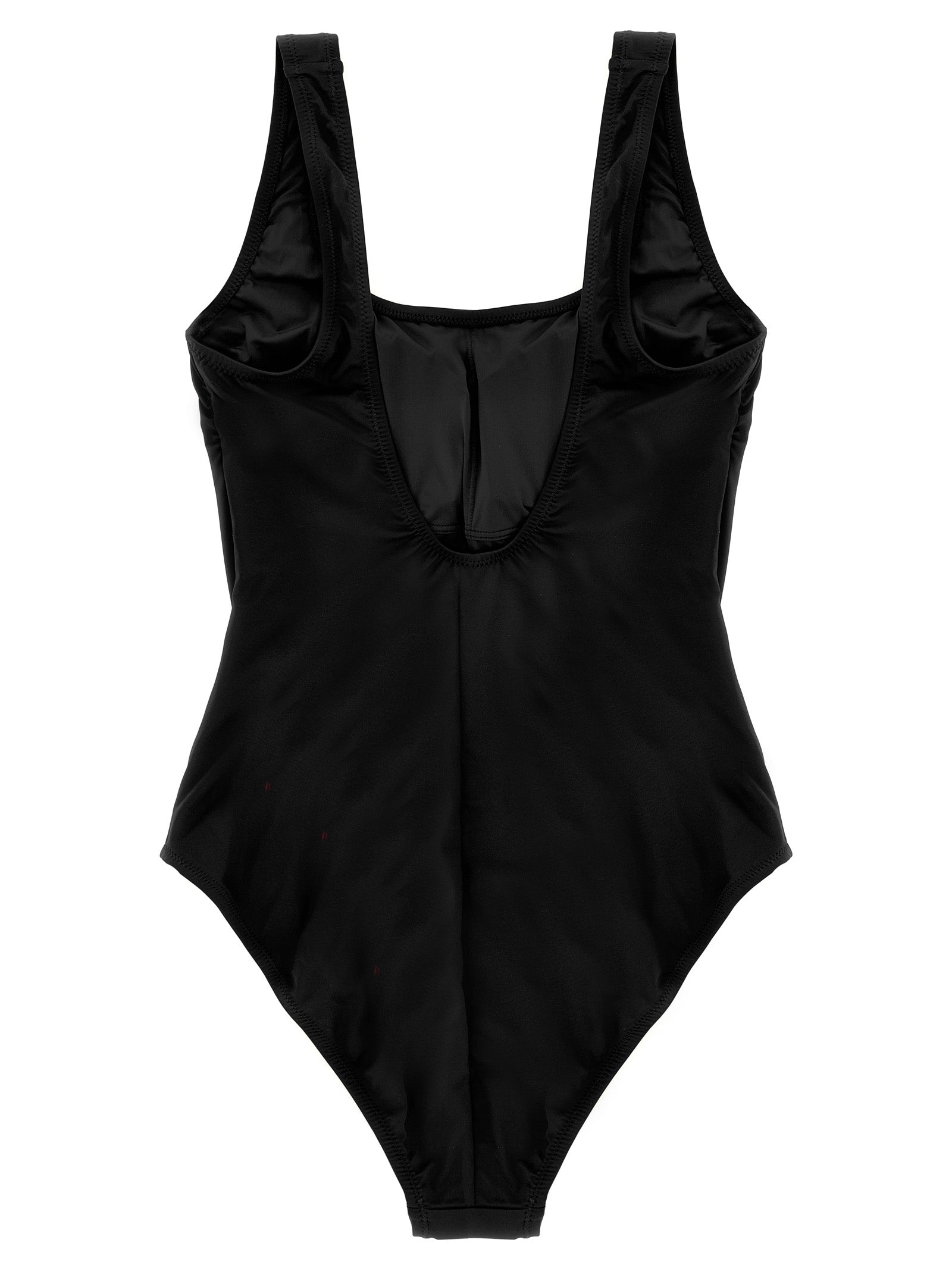 Maillot de bain une-pièce en nylon noir de Polo Ralph Lauren, style élégant et ajusté, avec logo discret sur la poitrine.
