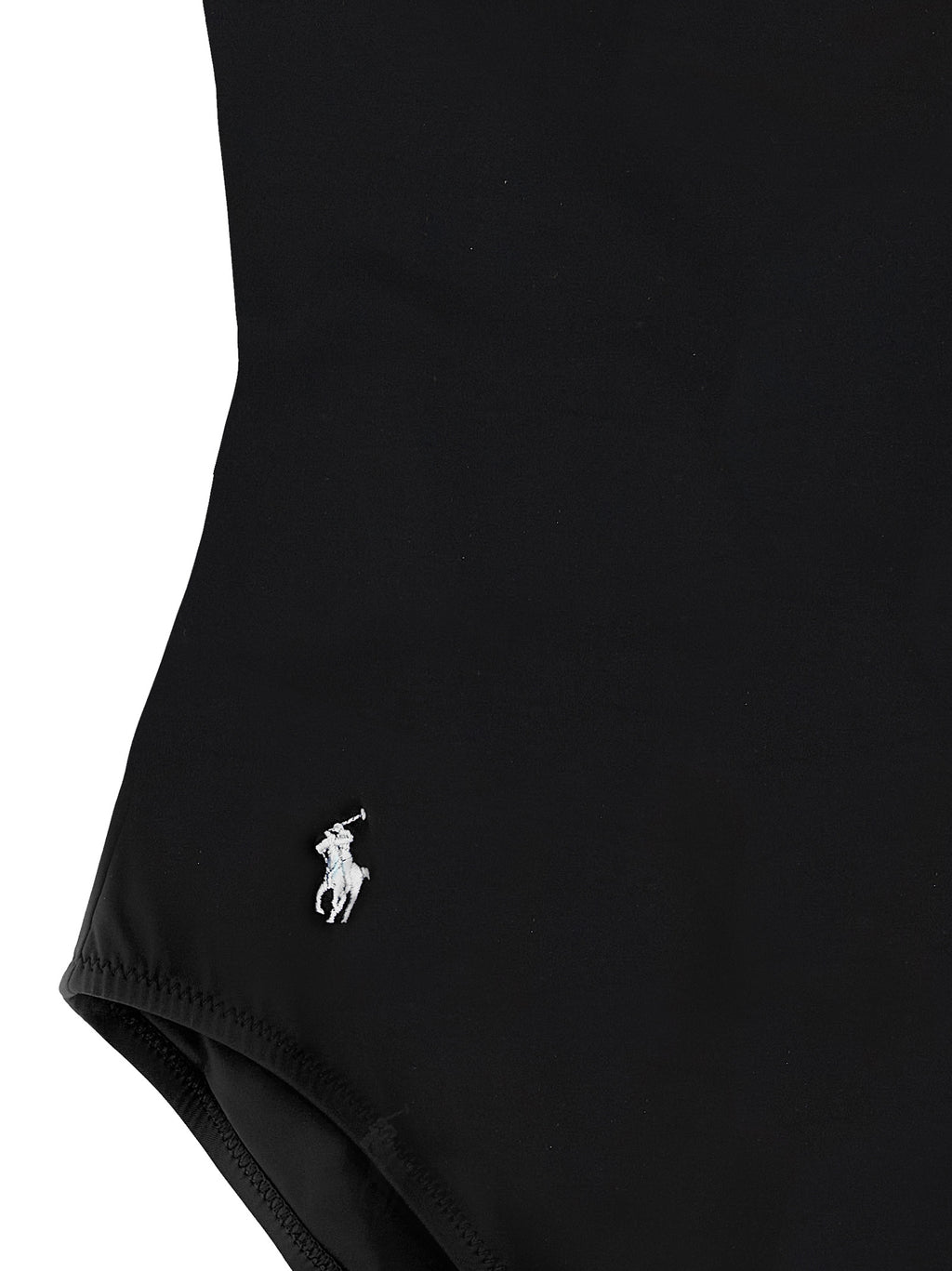 Maillot de bain une pièce en nylon noir Polo Ralph Lauren, avec logo distinctif et coupe élégante.