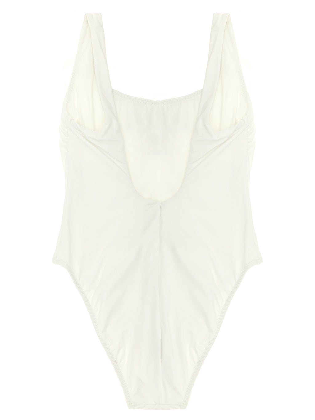 Maillot de bain une pièce en nylon blanc Polo Ralph Lauren, style élégant avec logo sur la poitrine et bretelles ajustables.