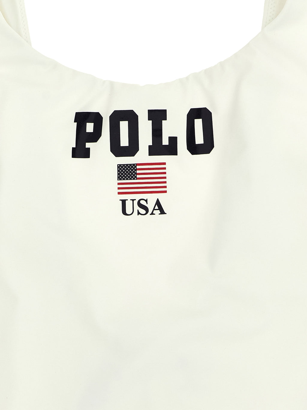 Maillot de bain une pièce en nylon blanc de Polo Ralph Lauren, style élégant et confortable pour la piscine ou la plage.