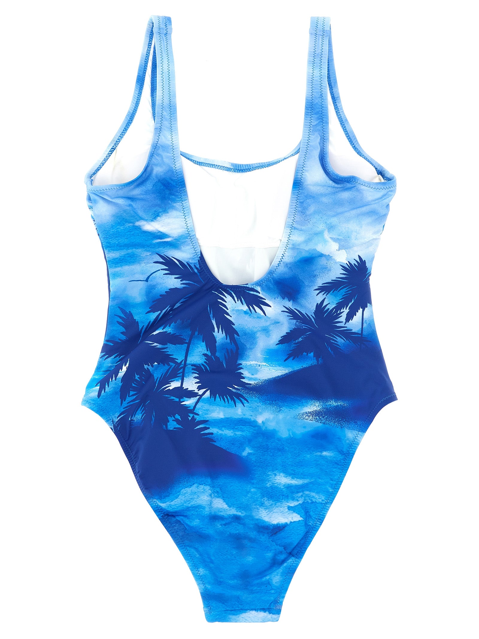 Maillot de bain une pièce en nylon bleu de Polo Ralph Lauren, avec détails élégants et logo discret.