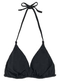 Maillot de bain bikini Ralph Lauren noir en polyester recyclé, avec détails élégants et logo Polo Ralph Lauren visible.