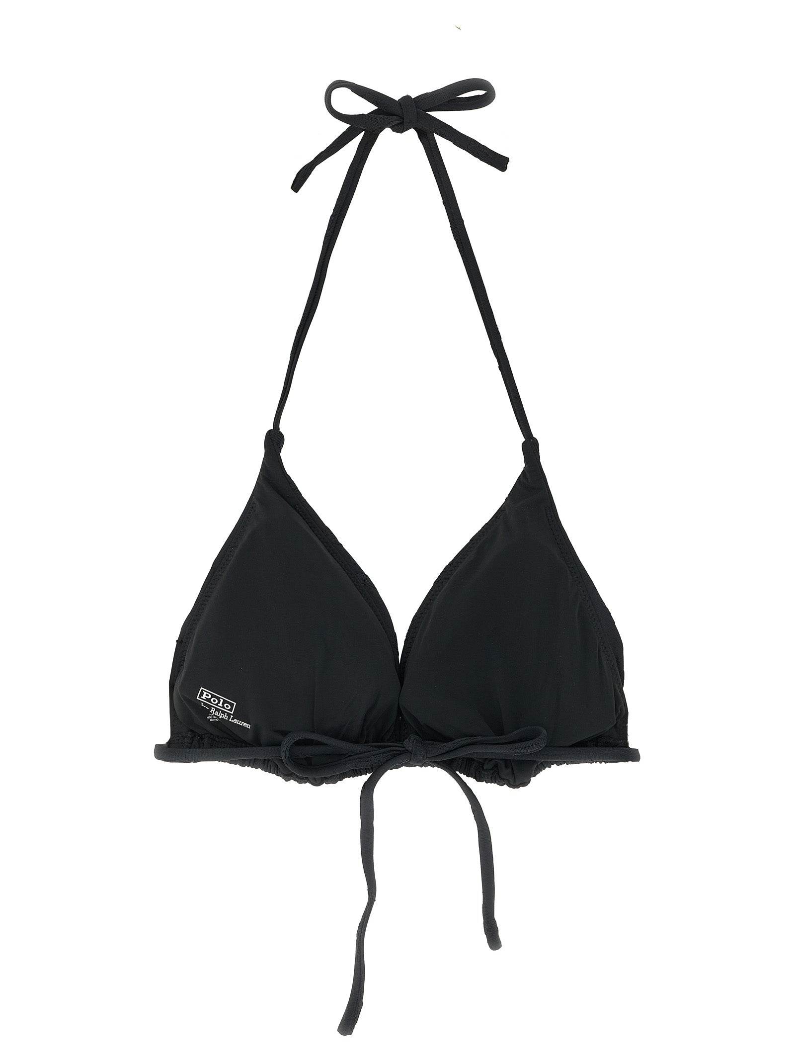 Maillot de bain bikini Polo Ralph Lauren en polyester recyclé noir, avec détails élégants et logo de la marque.