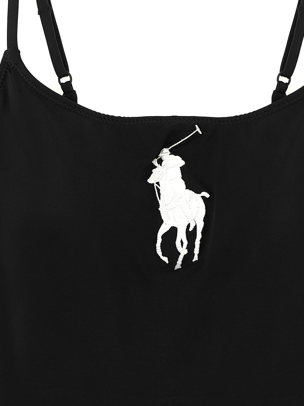 Maillot de bain une pièce en nylon noir de Polo Ralph Lauren, modèle élégant avec logo discret à l'avant.