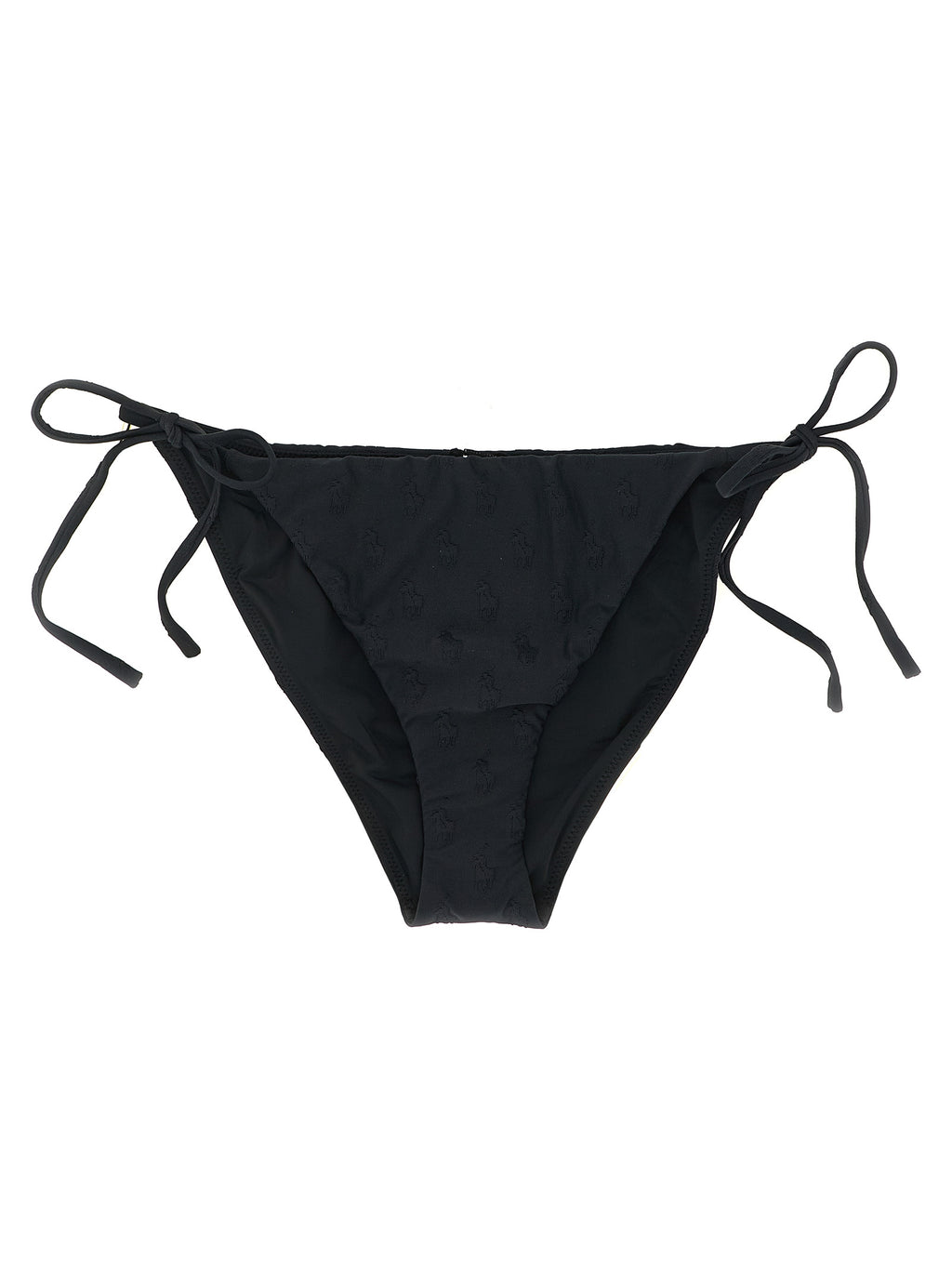Maillot de bain bikini Ralph Lauren en polyester recyclé noir, avec détails élégants et logo Polo Ralph Lauren visible.