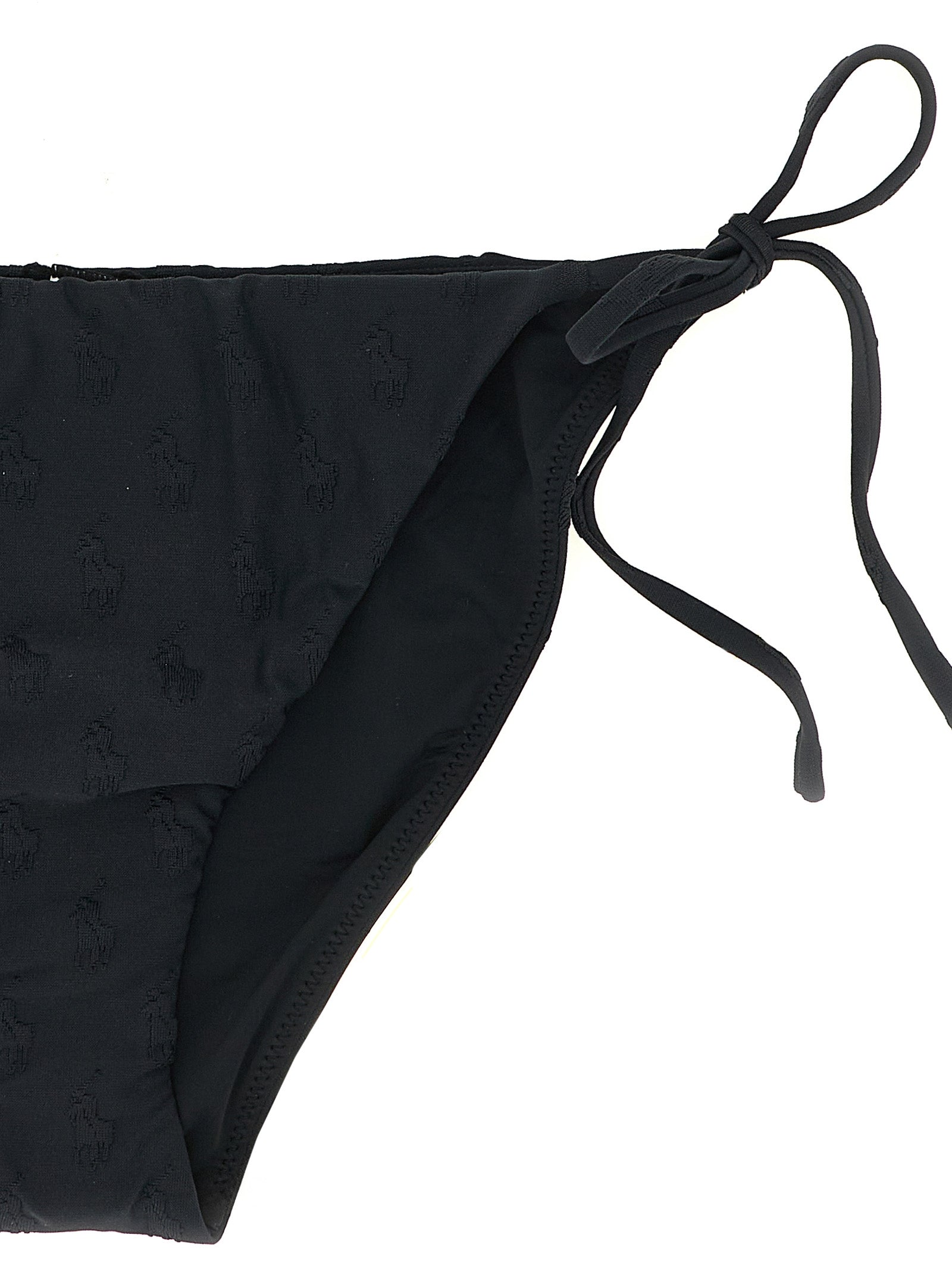 Maillot de bain bikini Ralph Lauren en polyester recyclé noir, avec design élégant et détails modernes.