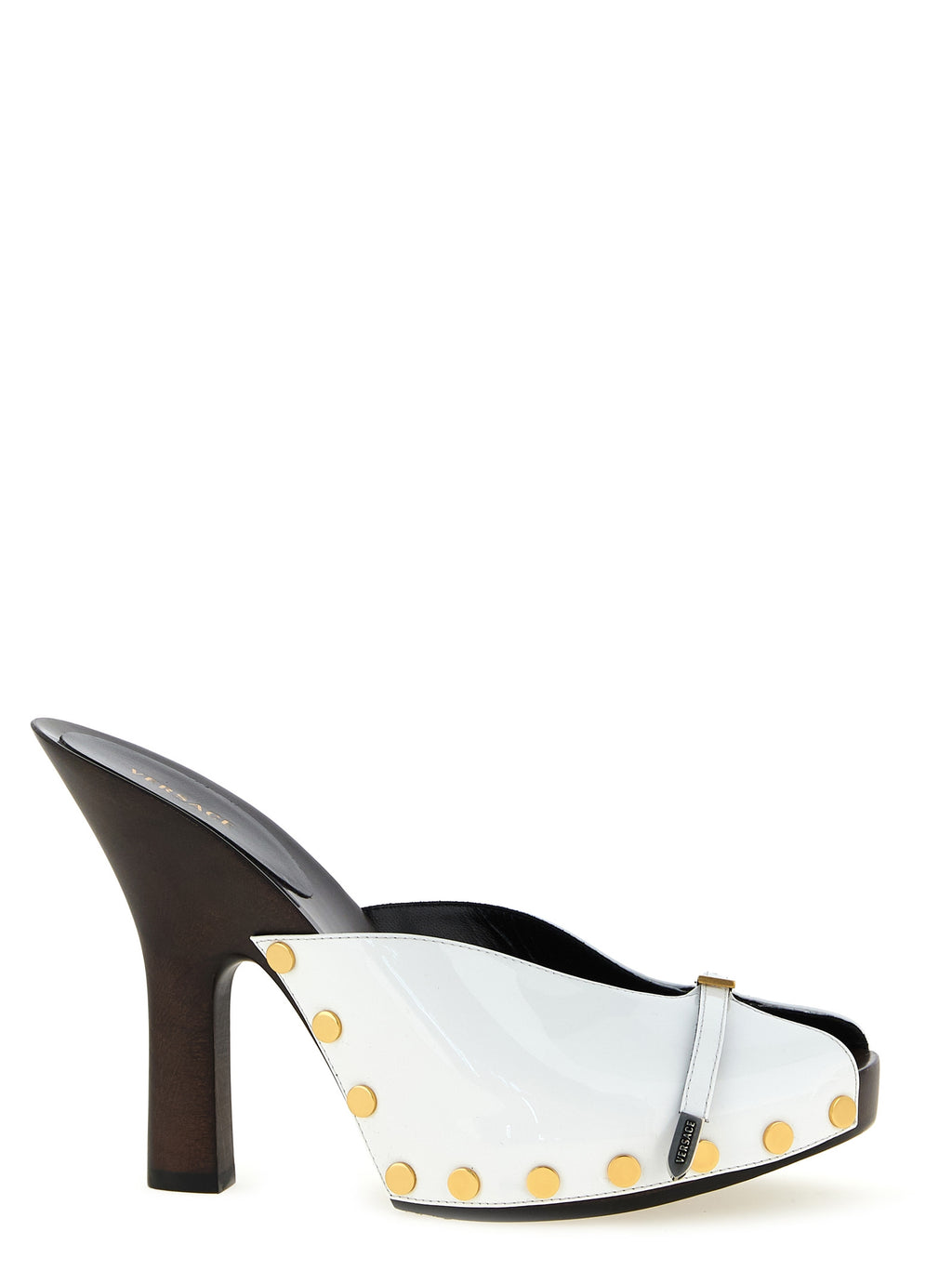 Chaussures à talons hauts Versace Bicolor en cuir de veau, élégantes et sophistiquées, avec finition bicolore.