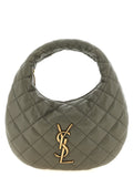 Sac à main en cuir d'agneau gris de Saint Laurent, élégant et sophistiqué, avec détails en métal et poignées en cuir.