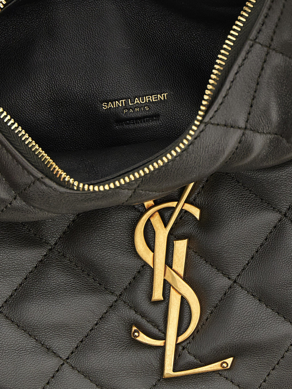 Sac à main en cuir d'agneau marron de Saint Laurent, élégant et sophistiqué, avec détails en cuir de haute qualité.