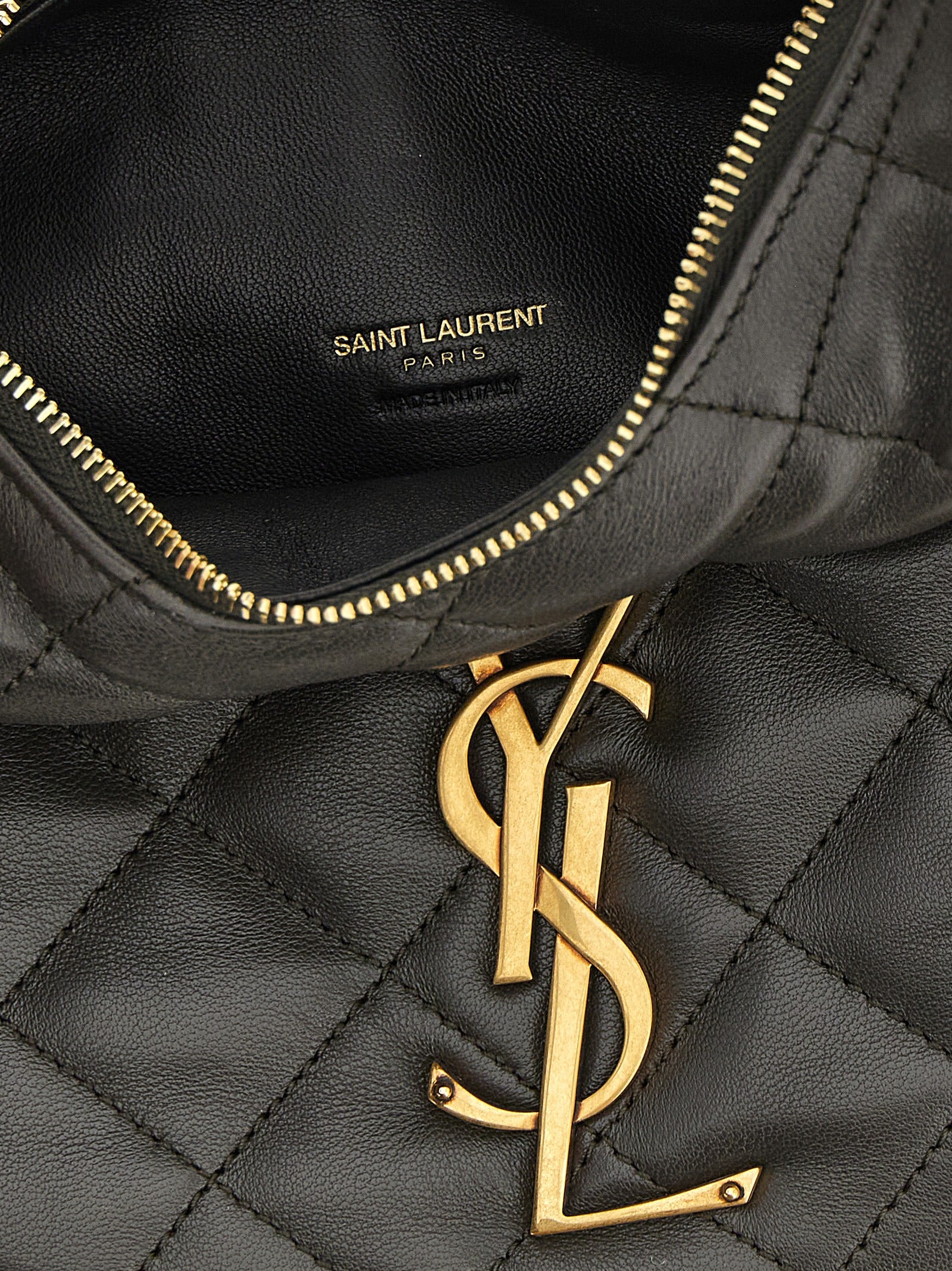 Sac à main en cuir d'agneau marron de Saint Laurent, élégant et sophistiqué, avec détails en cuir de haute qualité.