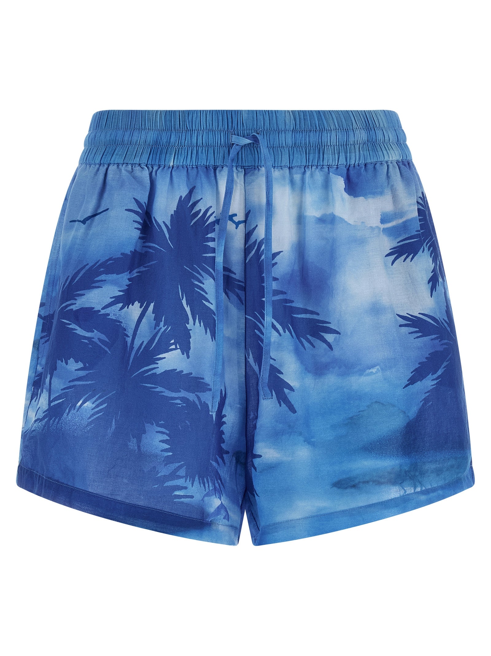 Shorts en coton bleu Polo Ralph Lauren, style décontracté, avec ceinture et poches visibles.
