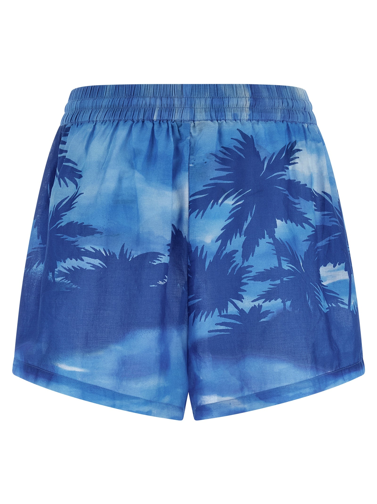 Shorts en coton bleu Polo Ralph Lauren avec ceinture et poche avant visibles.