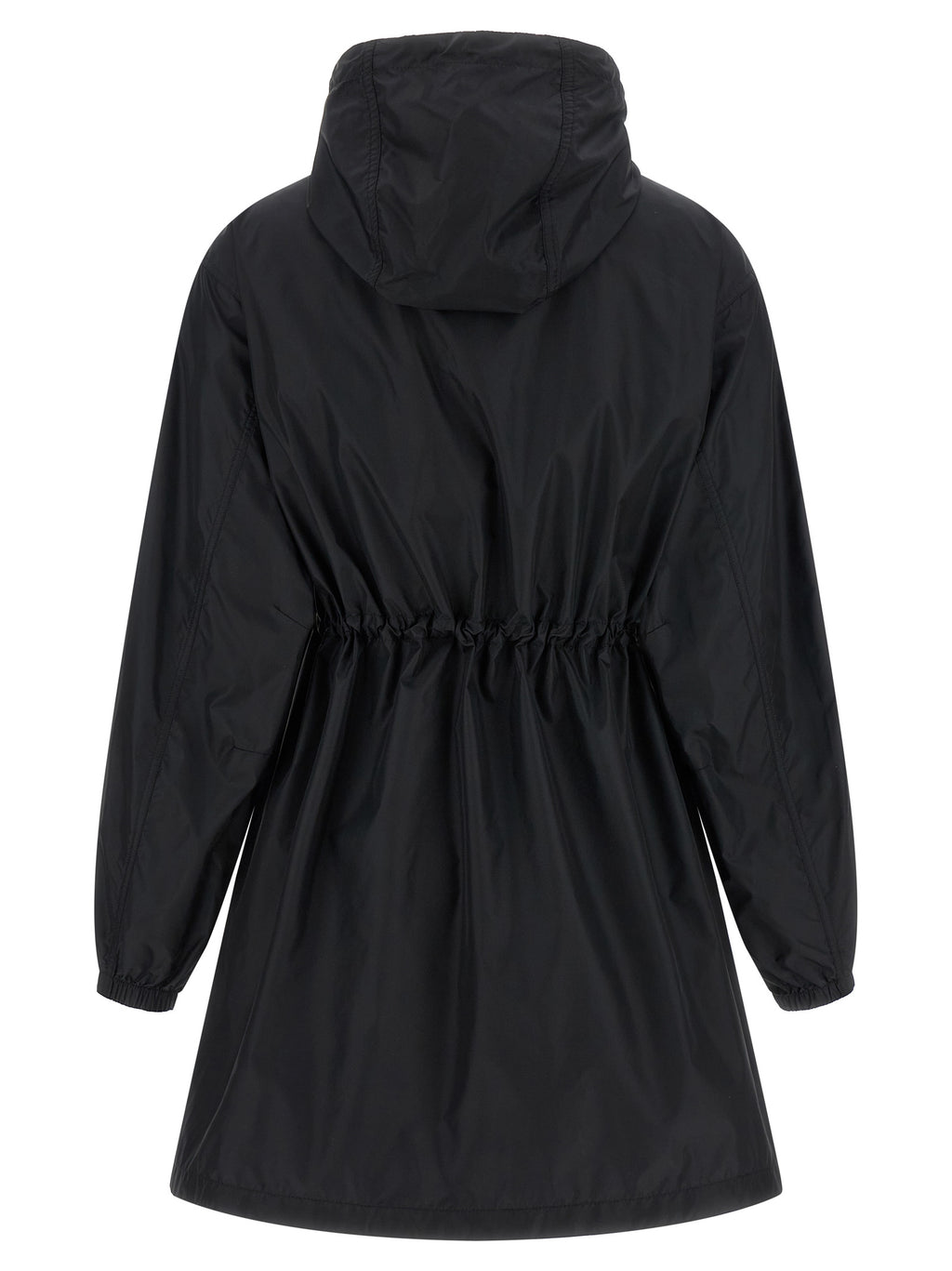 Doudoune noire Canada Goose en polyamide, coupe-vent et chaude, avec capuche et fermeture éclair visible.