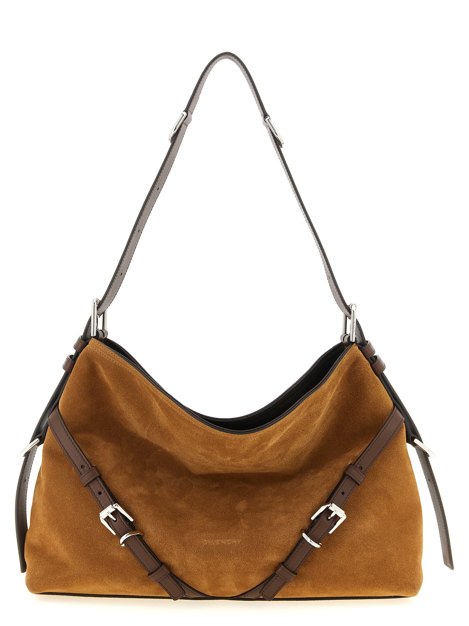 Sac à épaule Givenchy en cuir de veau marron, design élégant et sophistiqué, avec détails raffinés et fini luxueux.