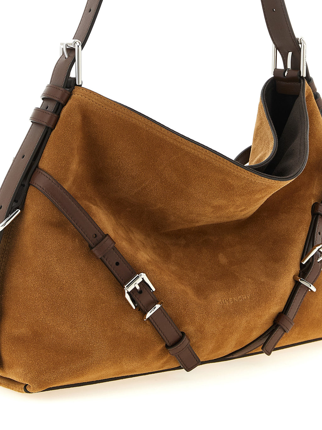 Sac à bandoulière en cuir de veau marron de Givenchy, élégant et sophistiqué, avec détails modernes et finition de haute qualité.