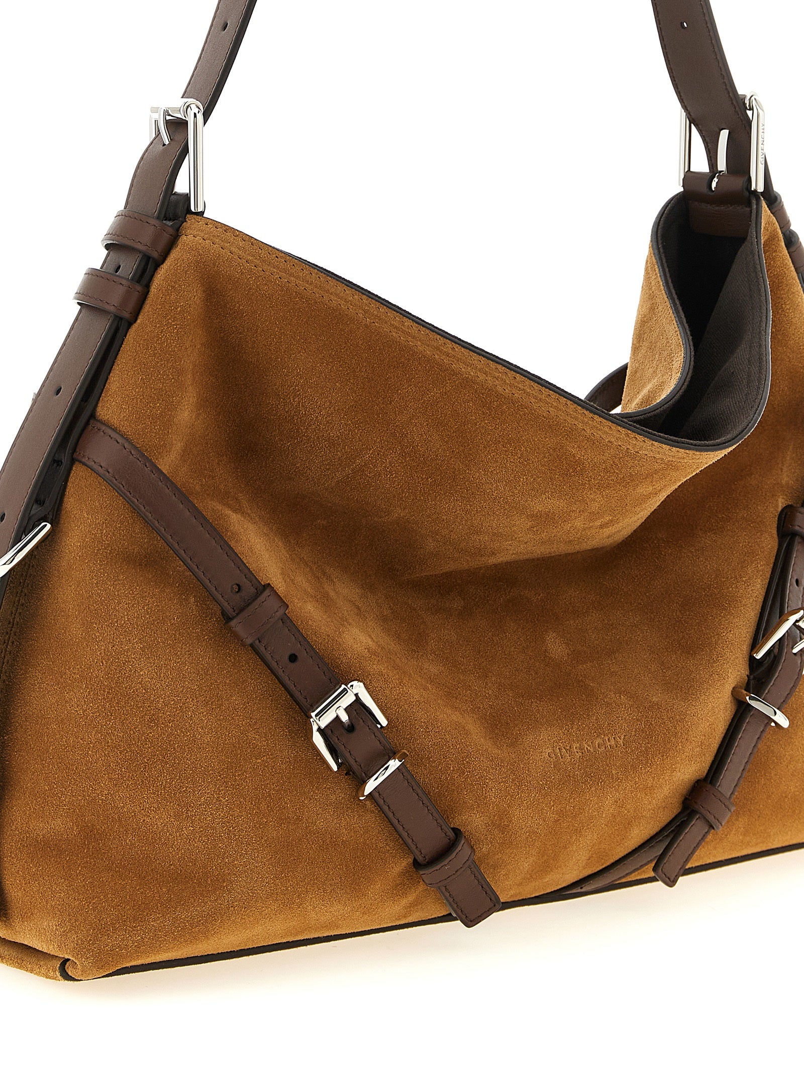 Sac à bandoulière en cuir de veau marron de Givenchy, élégant et sophistiqué, avec détails modernes et finition de haute qualité.