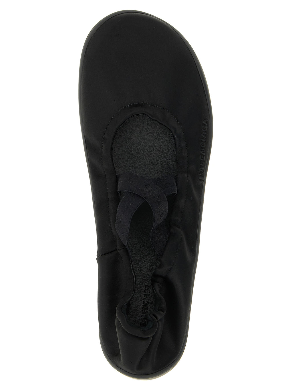 Chaussures ballerines en polyester noir de Balenciaga, élégantes et confortables, avec finition soignée et design moderne.