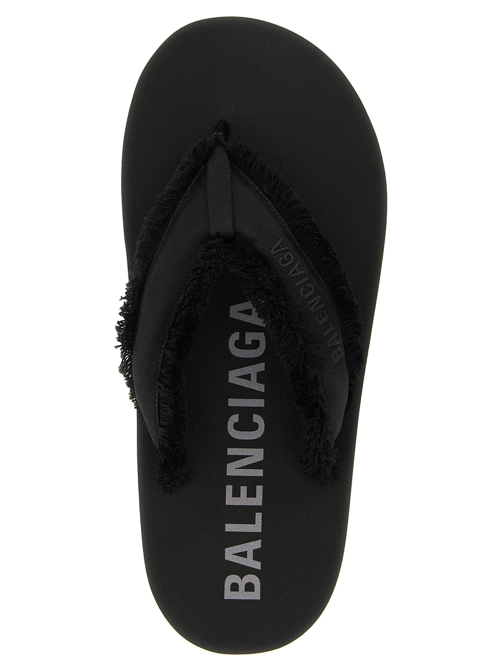 Sandales Balenciaga noires en viscose avec semelle épaisse, à la mode et confortables, pour un look tendance et élégant.