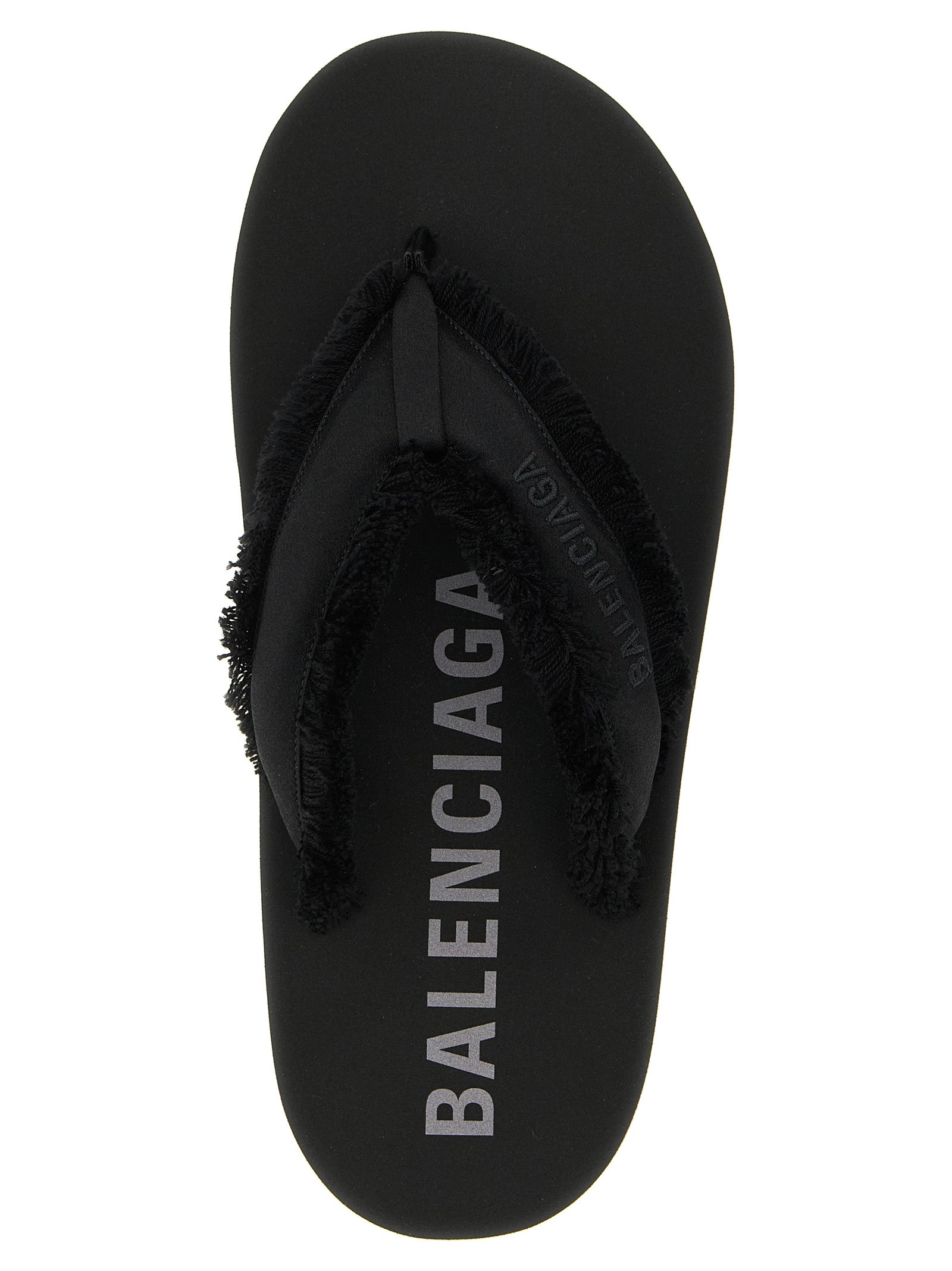 Sandales Balenciaga noires en viscose avec semelle épaisse, à la mode et confortables, pour un look tendance et élégant.