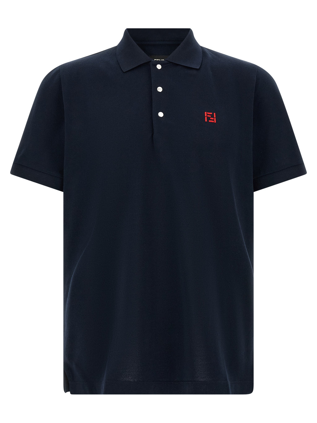 Chemise polo en coton bleu de la marque Fendi, avec col classique et logo discret sur la poitrine.