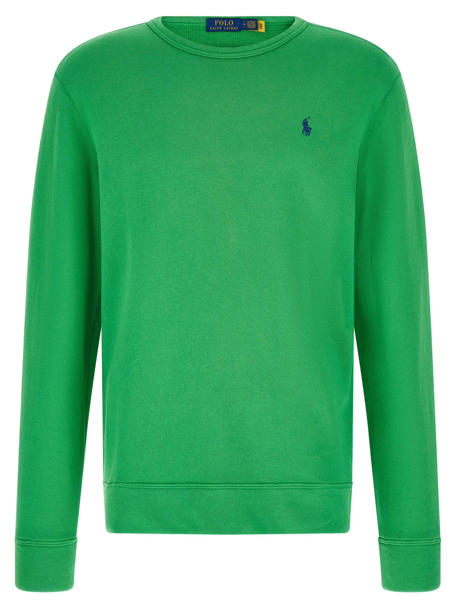 Sweat-shirt bicolore en coton de Polo Ralph Lauren, avec col rond et logo brodé sur la poitrine, vue de face.