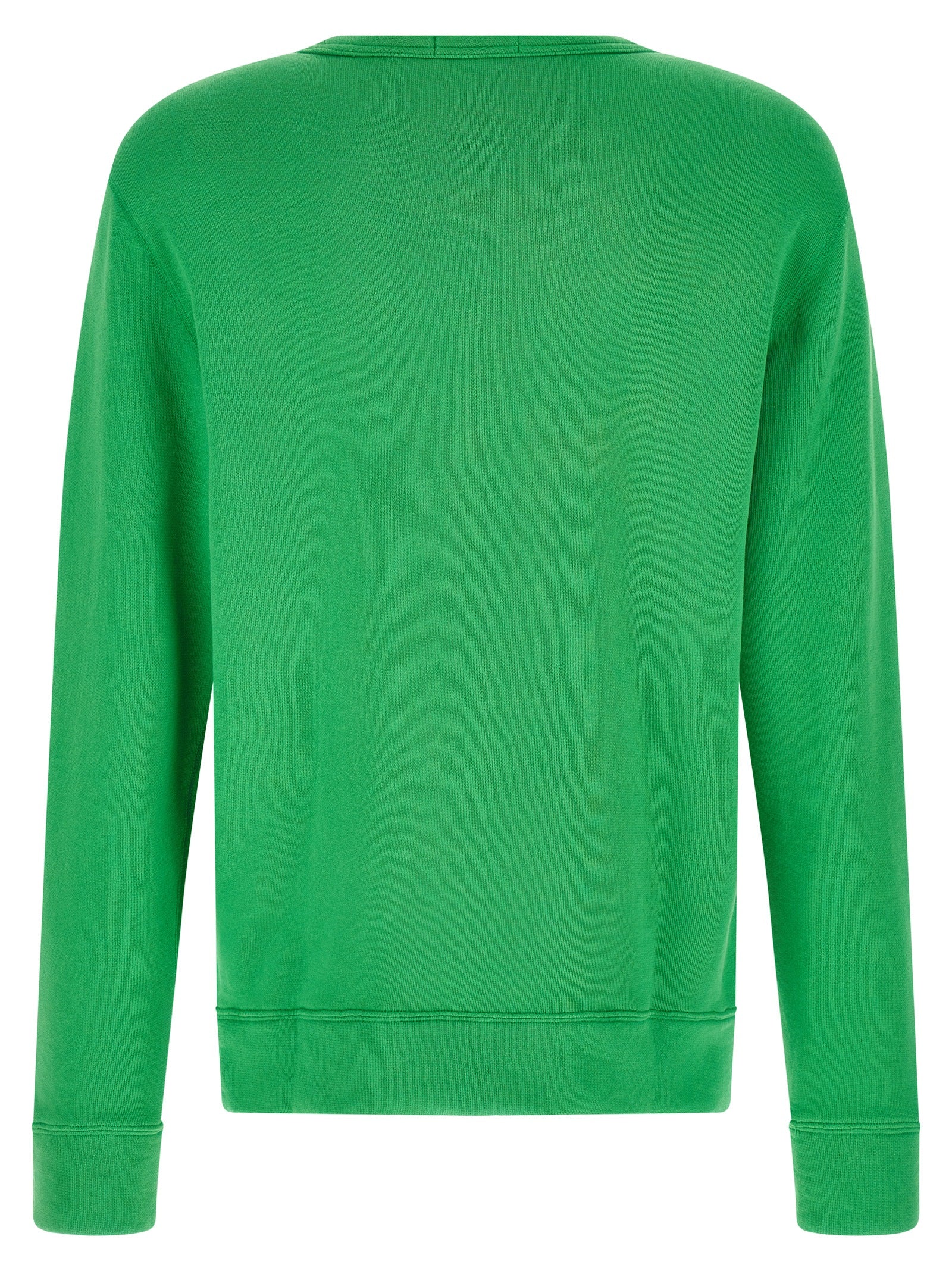 Sweat-shirt en coton bicolore Polo Ralph Lauren avec col rond et logo brodé, porté par un mannequin.
