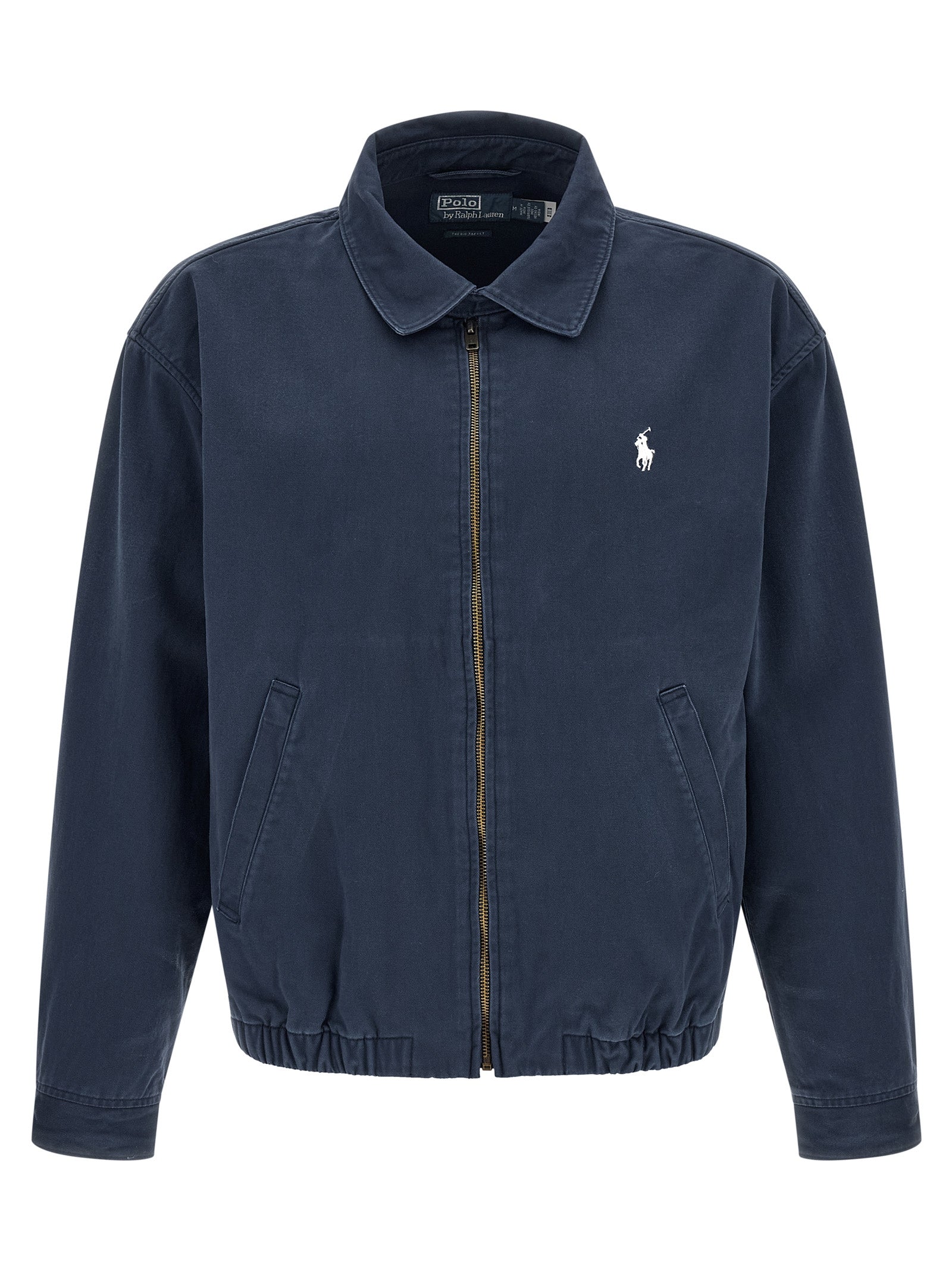 Veste longue en coton bleu de Polo Ralph Lauren, style classique et élégante, visible sur un mannequin.