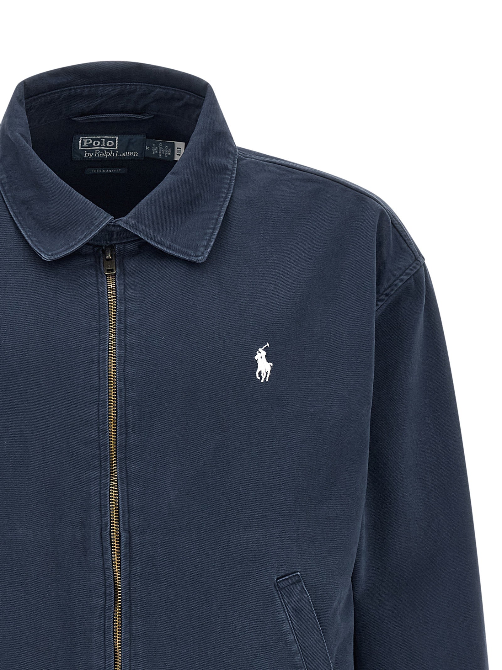 Veste en coton bleu Polo Ralph Lauren à coupe longue, veste pour hommes avec col classique et fermeture à boutons.
