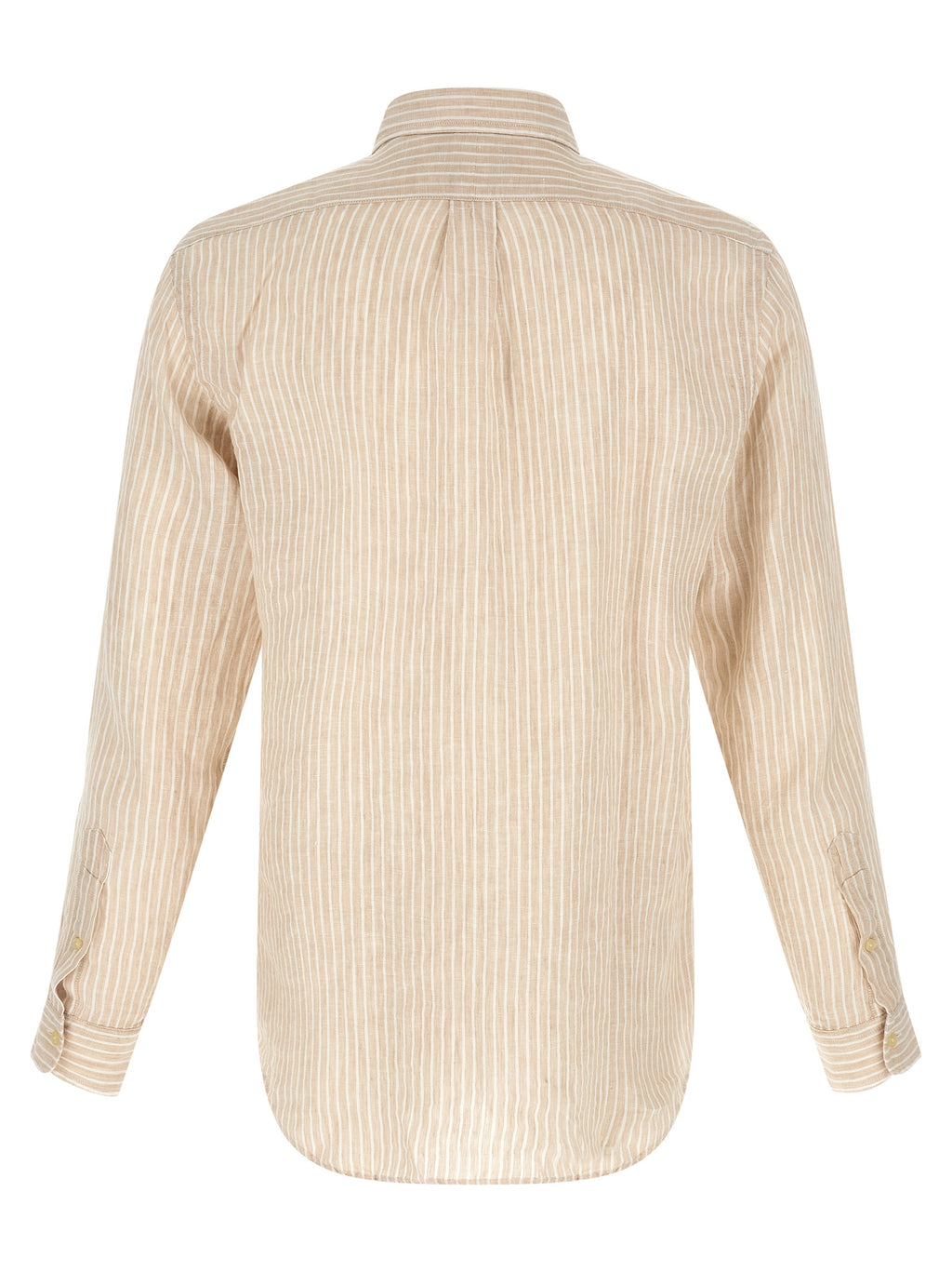Chemise en lin beige Polo Ralph Lauren, coupe classique avec col et manches longues, idéale pour un style élégant et décontracté.