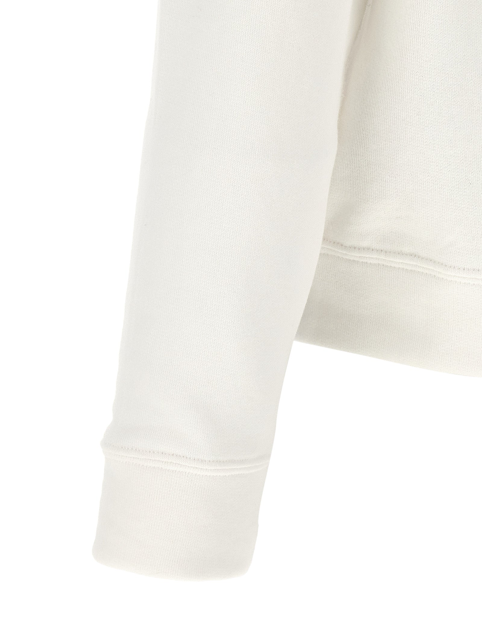 Sweatshirt en coton blanc Polo Ralph Lauren avec col rond et logo emblématique sur la poitrine, vue de face.